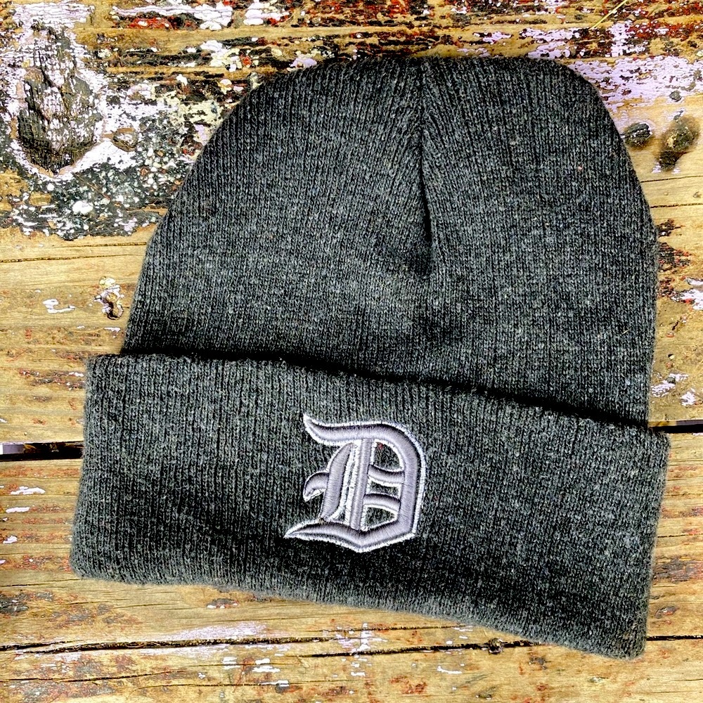 DETROIT Hat Lions Tigers Knit Cap Beanie Gray White Black